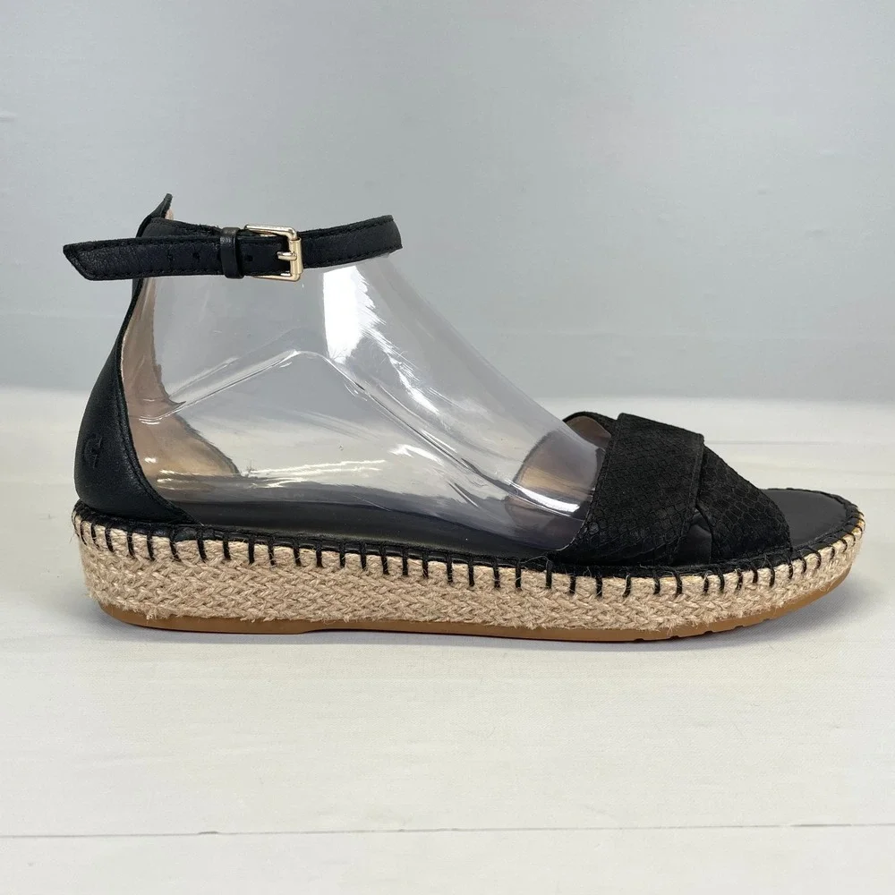Cole Haan Pinch Cloudfeel Espadrille Sandals Womens Size 9.5B Black Leather Shoe